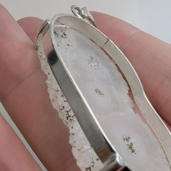 Necklace Pendants Triple Stalactite Slice Handmade Jewelry in Sterling Silver - Picture 6 of 10